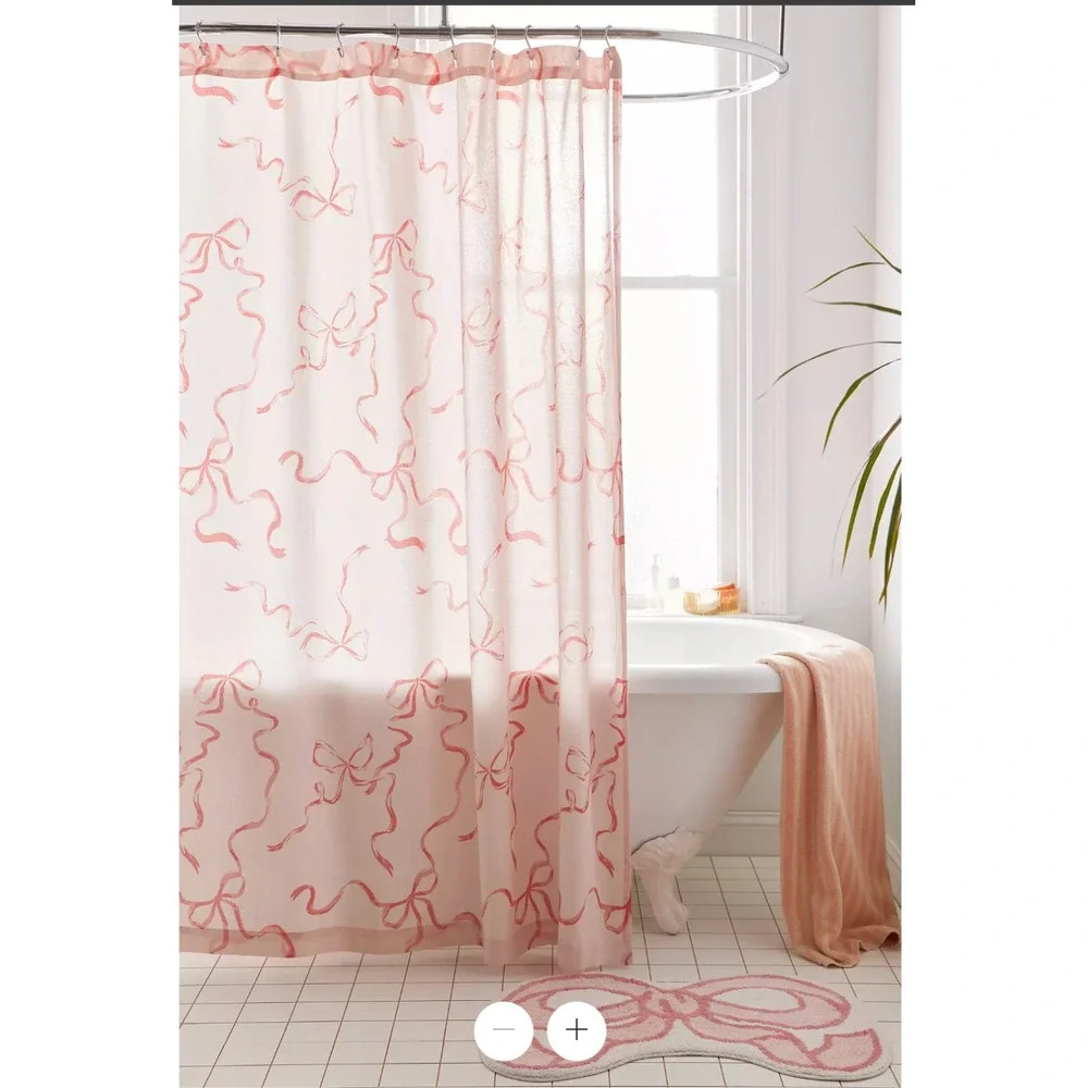 Urban Outfitters BOWS SHOWER CURTAIN pink boudoir dressing room teen bathroom